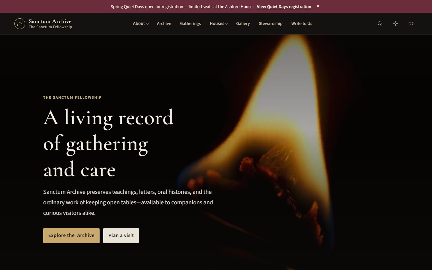 Sanctum Archive HTML homepage in Archive mode
