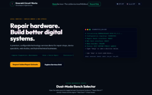 Emeraldglass PHP MySQL CMS homepage