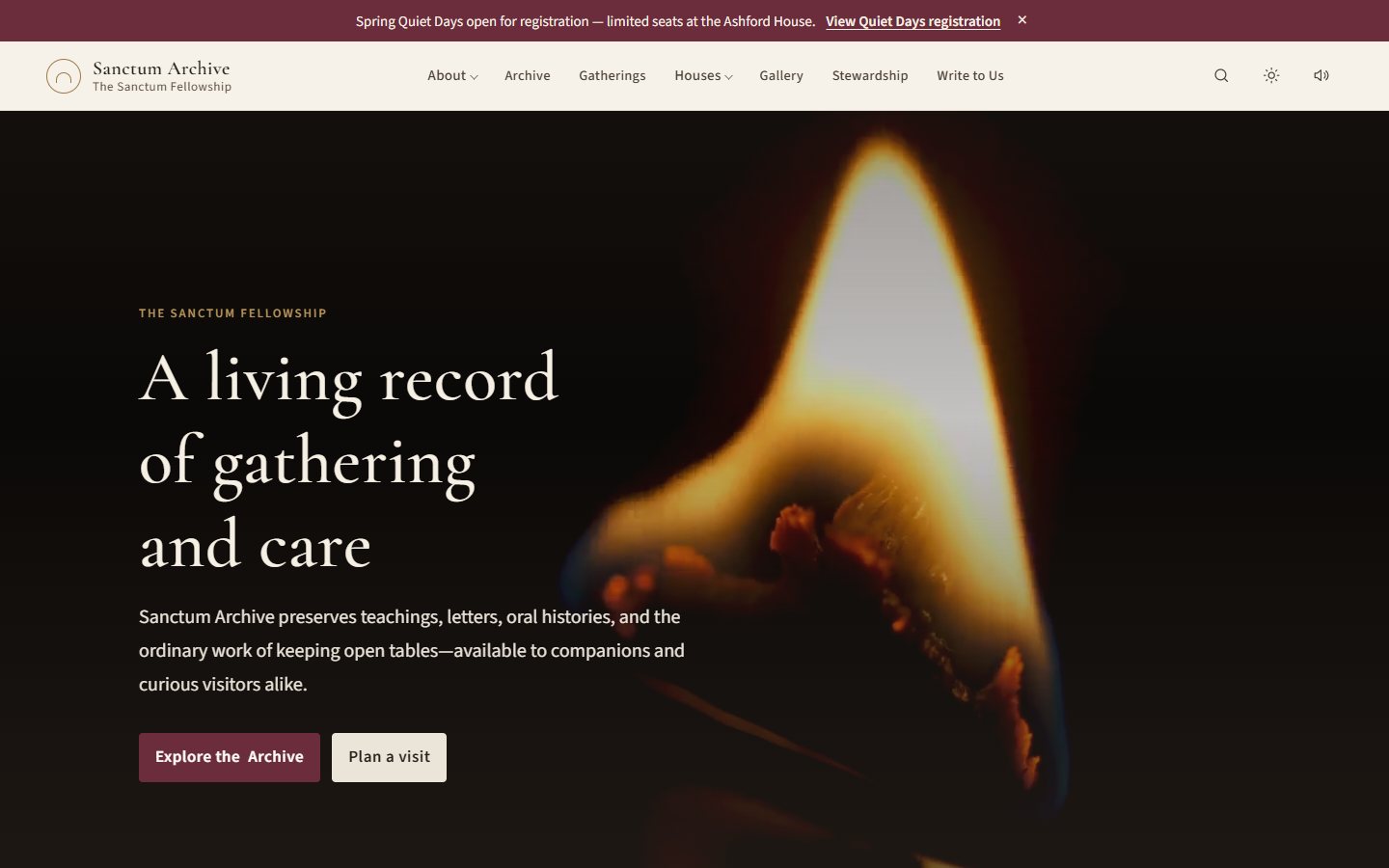 Sanctum Archive HTML homepage in Sanctuary mode