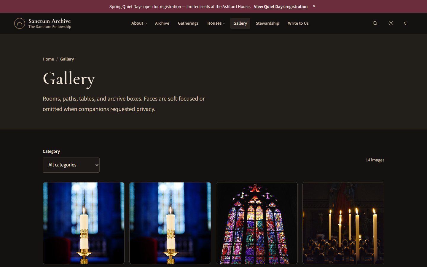 Gallery page with image presentation