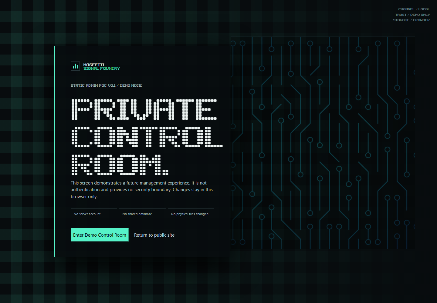 Signal Foundry CMS secure administrator sign-in screen