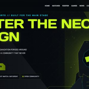 Neon Reign esports CMS website homepage