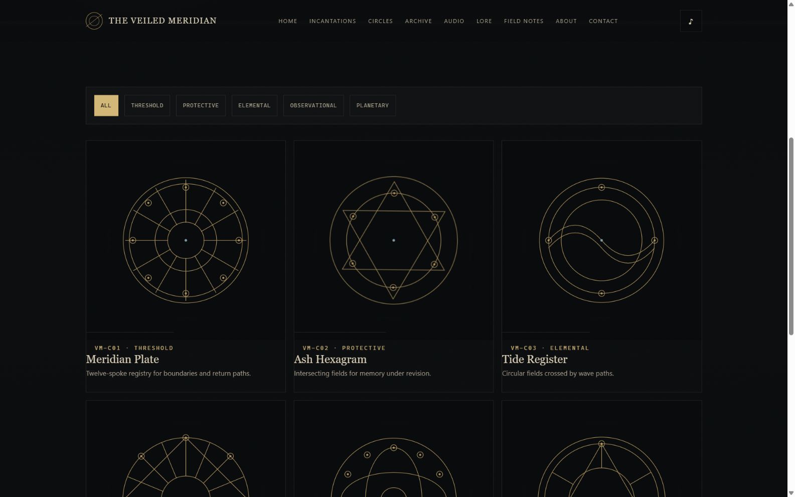 Responsive gallery of original ritual circle and sigil artwork