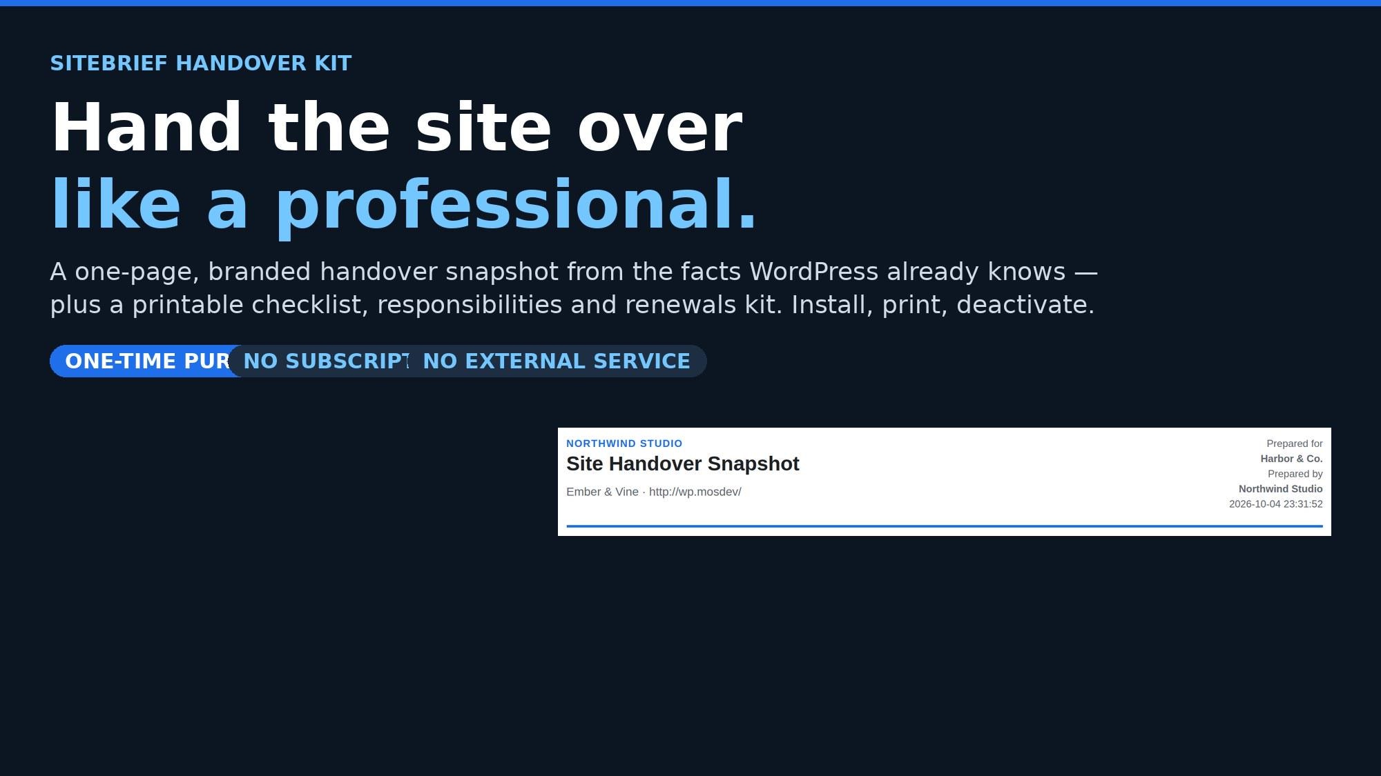 SiteBrief Handover Kit — original marketplace product preview 1